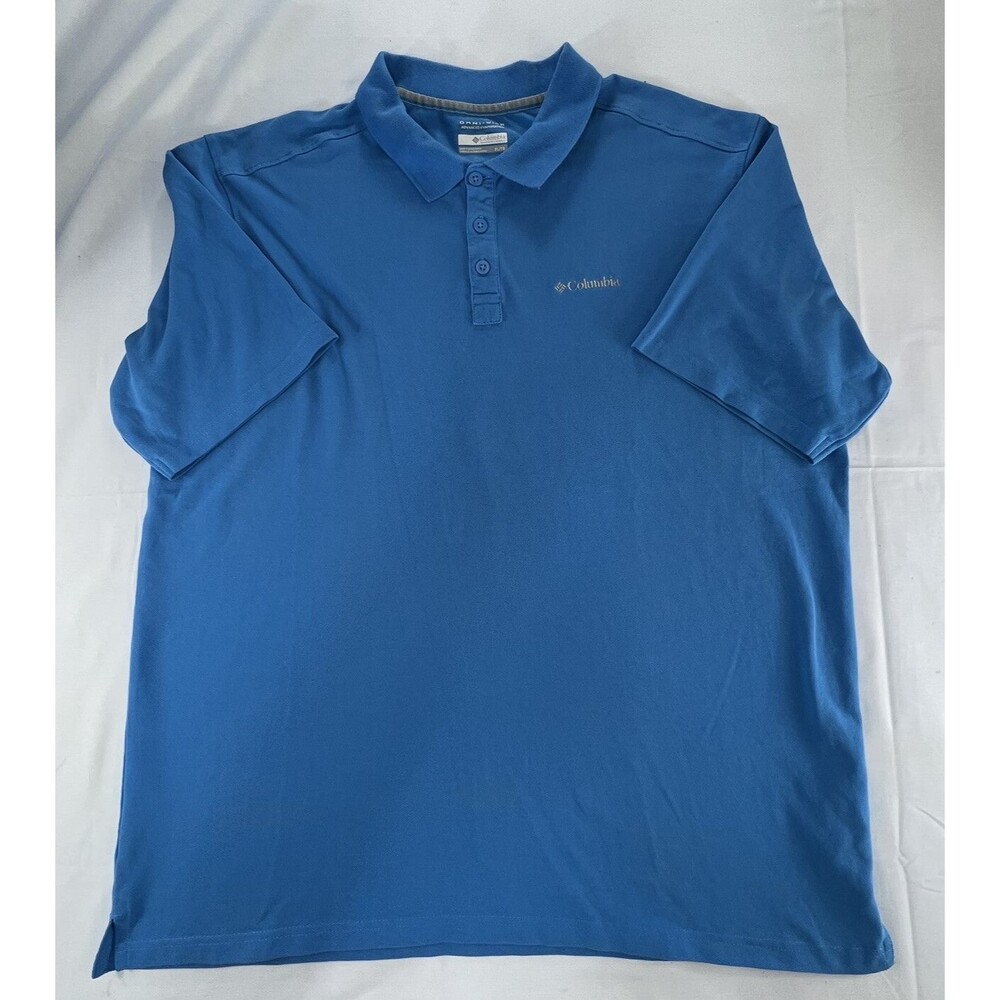 Columbia Mens Blue Omni-Wick 3 Button Short Sleeve Collared Polo Shirt Size XL